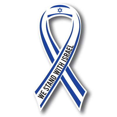 Magnet Me Up We Stand With Israel, Israeli Support Flag Ribbon Magnet, 3.5x7