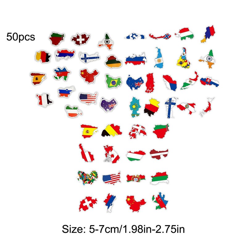 World Flag Stickers 50 Pcs Waterproof Stickers for Laptop