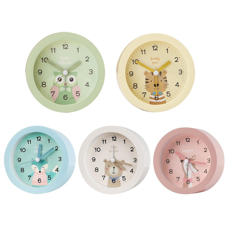 Silent Sweep Seconds Cartoon Small Alarm Clock With Light For Kids Wecker Gift
