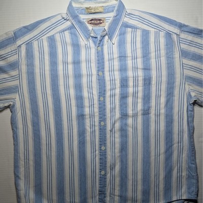 Vintage Sonoma Blue Stripe Button Shirt Oversized Menswear Cotton XXL