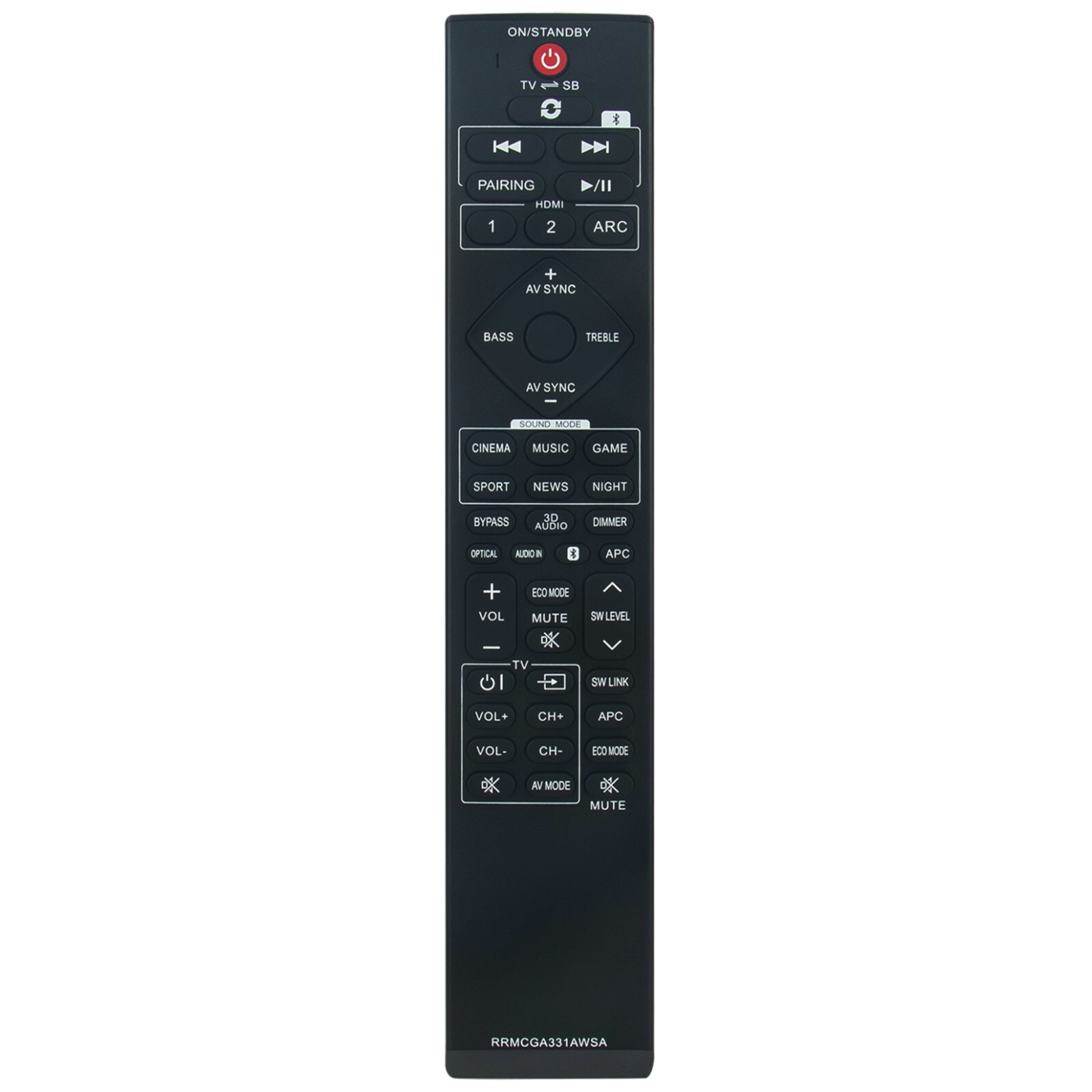 New RRMCGA331AWSA GA331AWSA Replace Remote for Sharp Sound Bar HT-SB602 HTSB602
