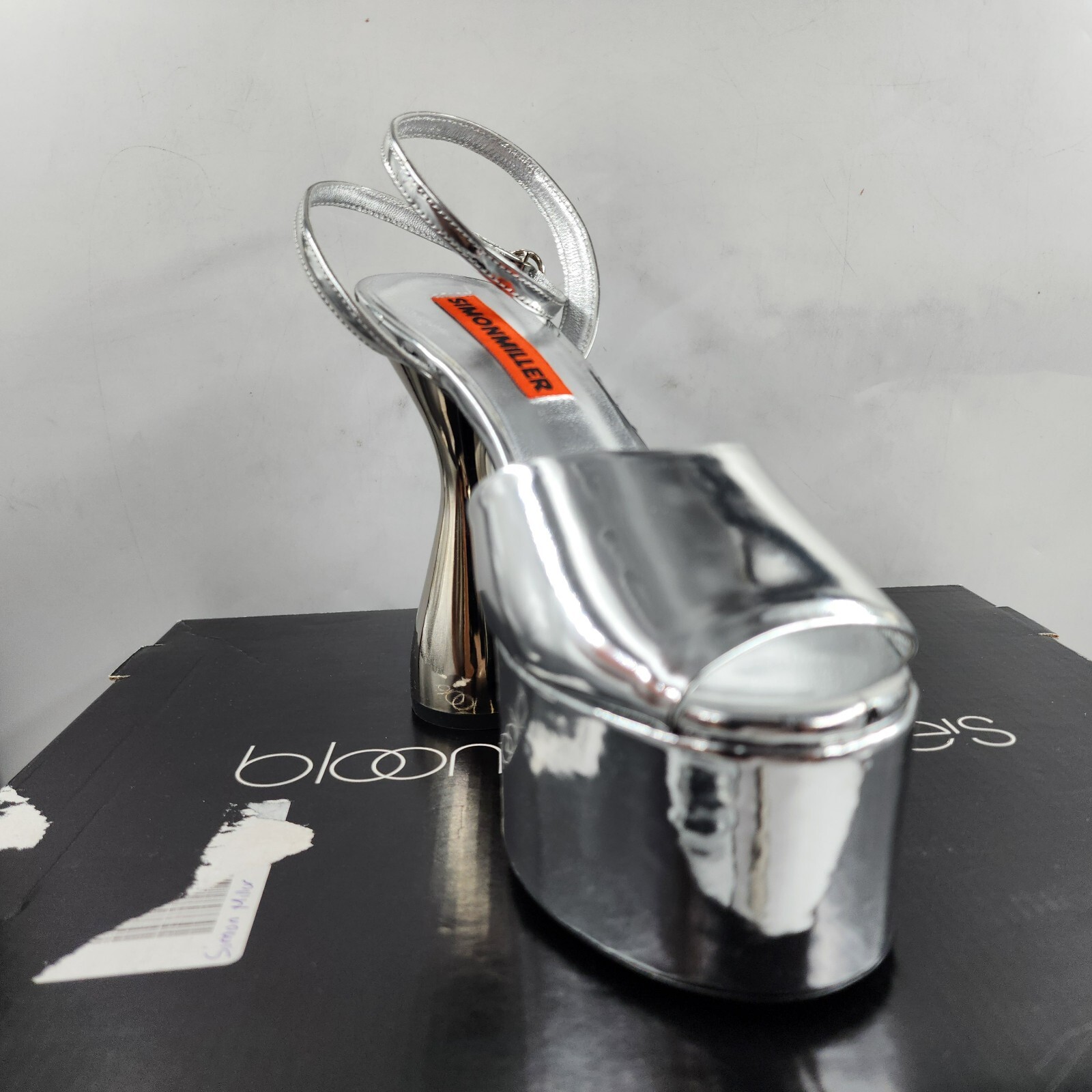 SIMON MILLER Curvy Platform High Heel Sandals Women's 36/6US Silver Ankle Strap - Picture 17 of 21