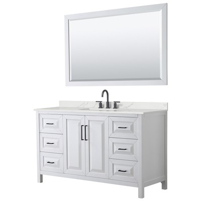 Wyndham Collection WCV252560S-QTZ-US3M58 Daria 60'' - White / Giotto Quartz Top /