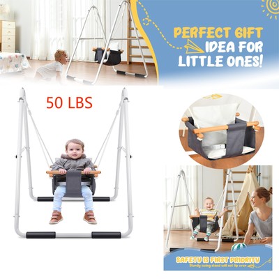 Toddler Swing with Foldable Heavy Duty Stand Indoor Outdoor Play Baby Swing Set 