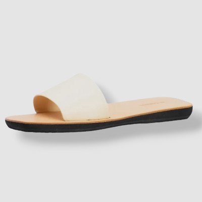 $550 Jil Sander Women's Beige Agnellato Leather Flat Sandal Shoes EU 41/US 11