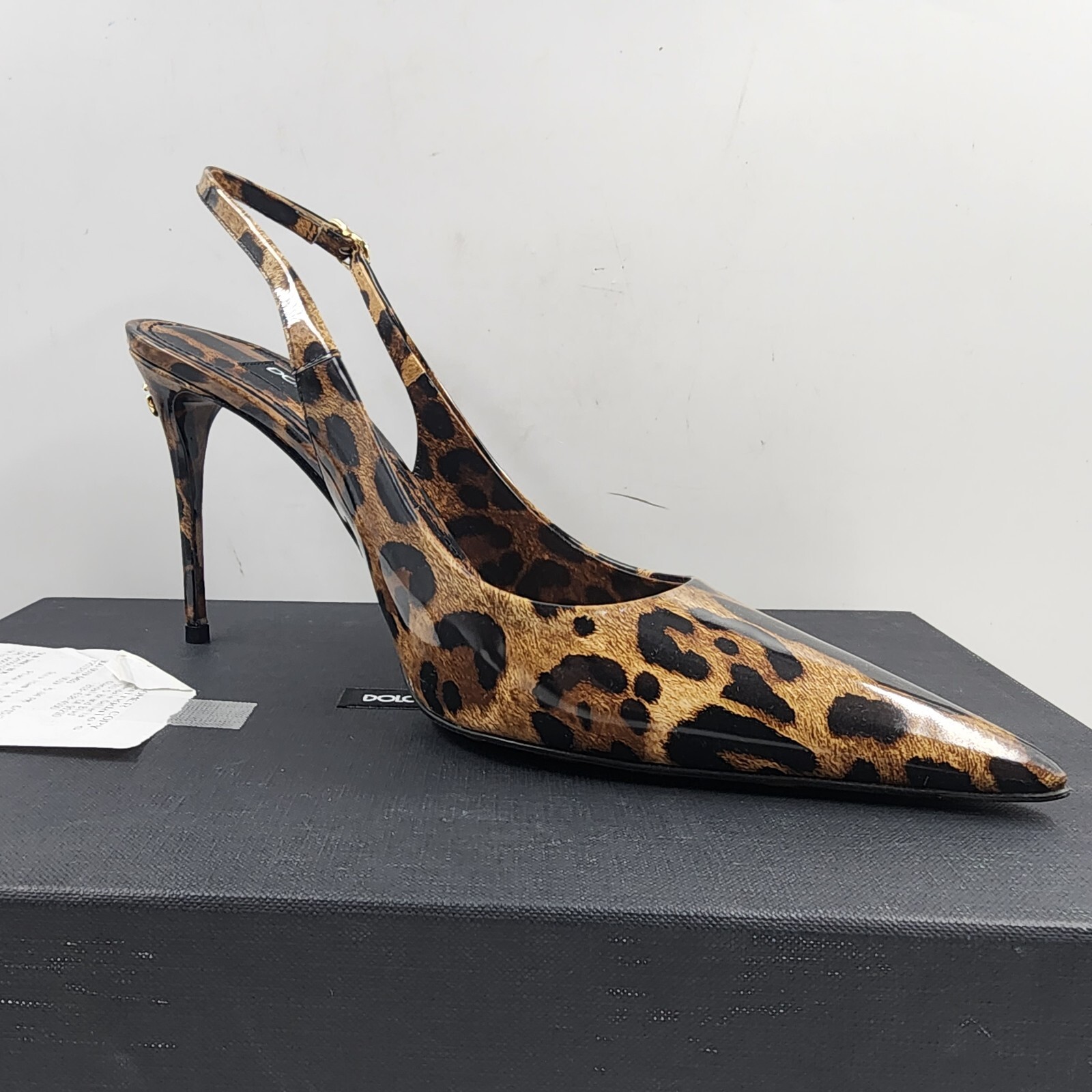 Pre-owned Dolce & Gabbana Leopard Print Slingback Pumps Women's 39/9us Brown Buckled