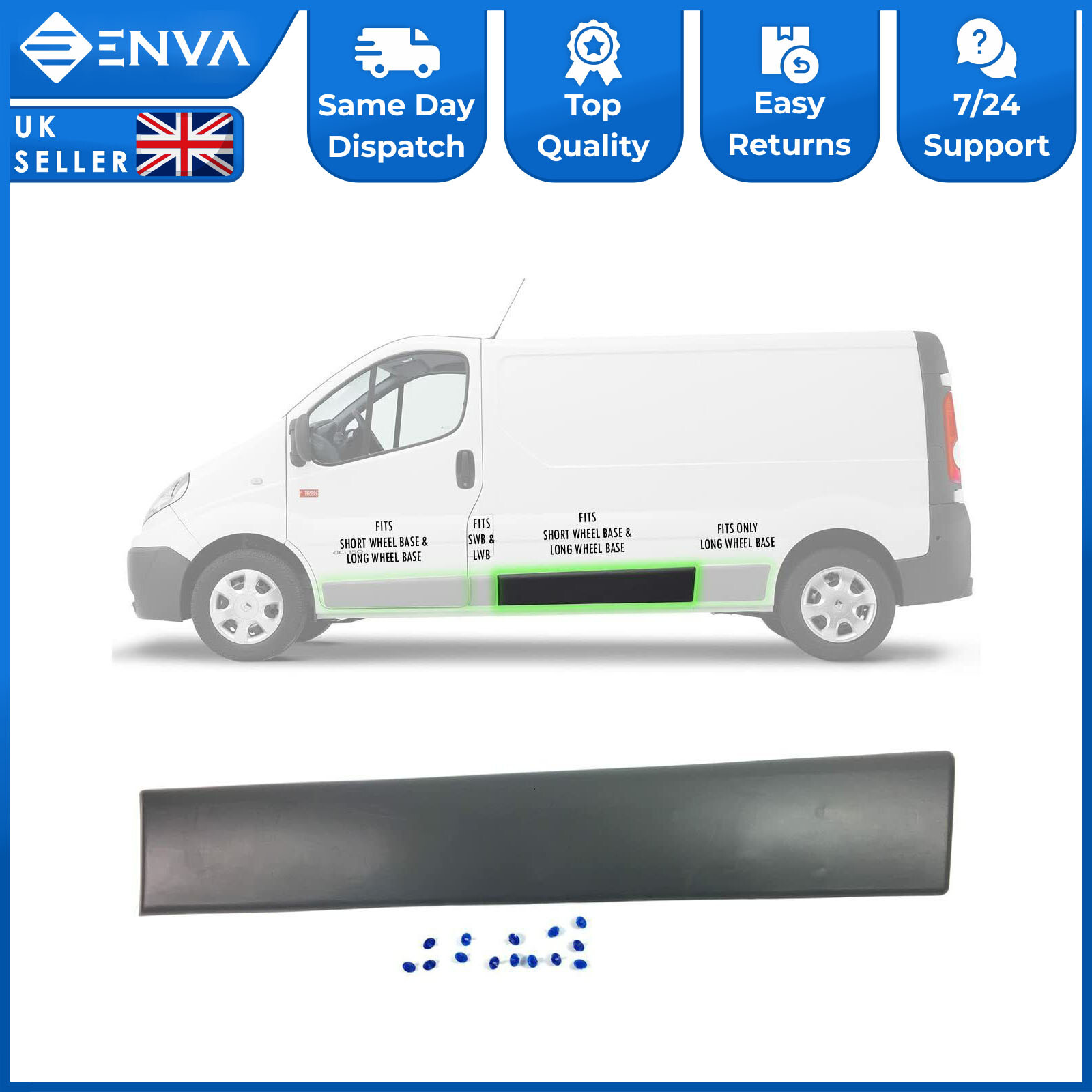 Left Side Long Moulding Trim Strip Panel For Vivaro Trafic II 2001-2014 91165348