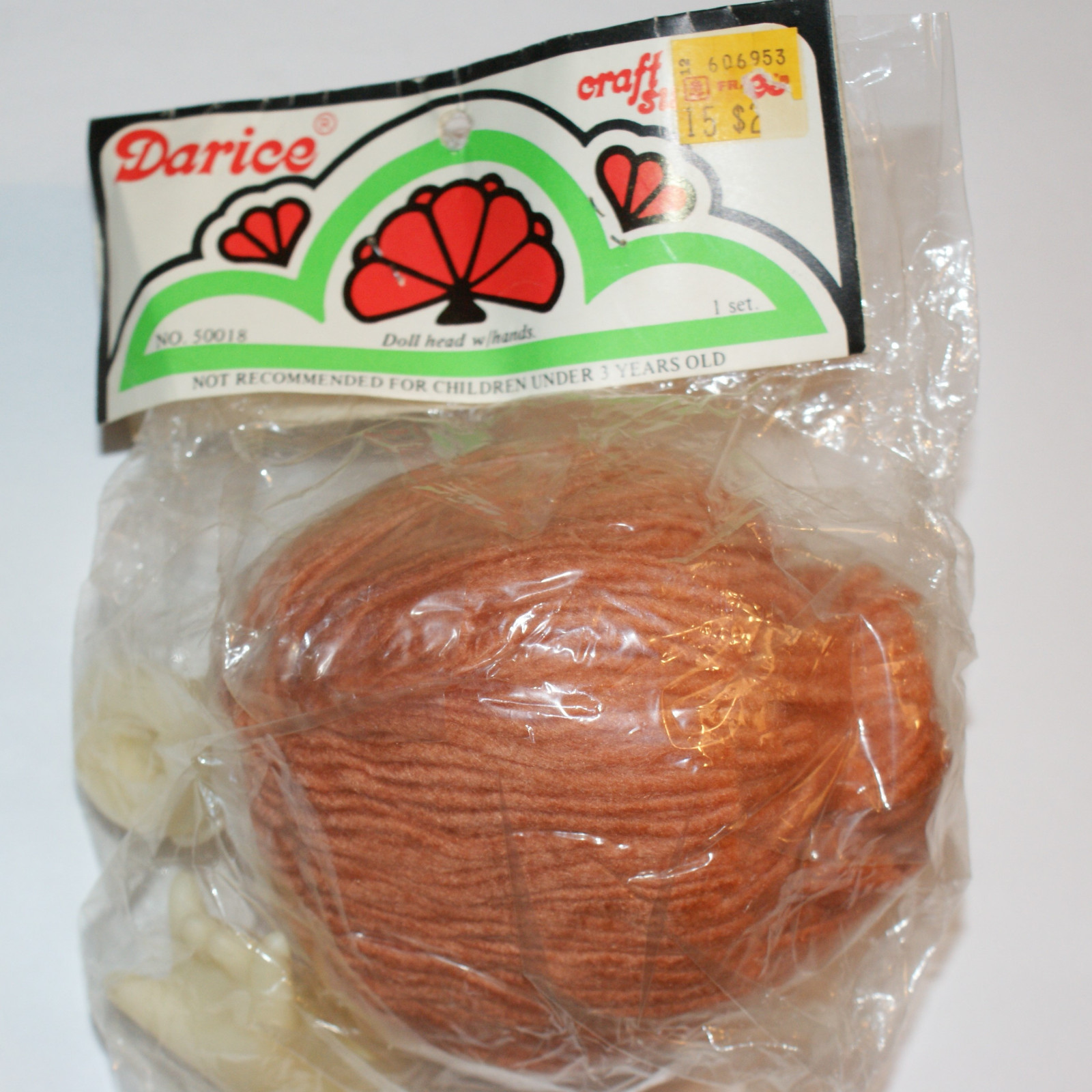 Light Brown Yarn Hair Doll Head and Hands Vintage #50018 Darice Craft 4