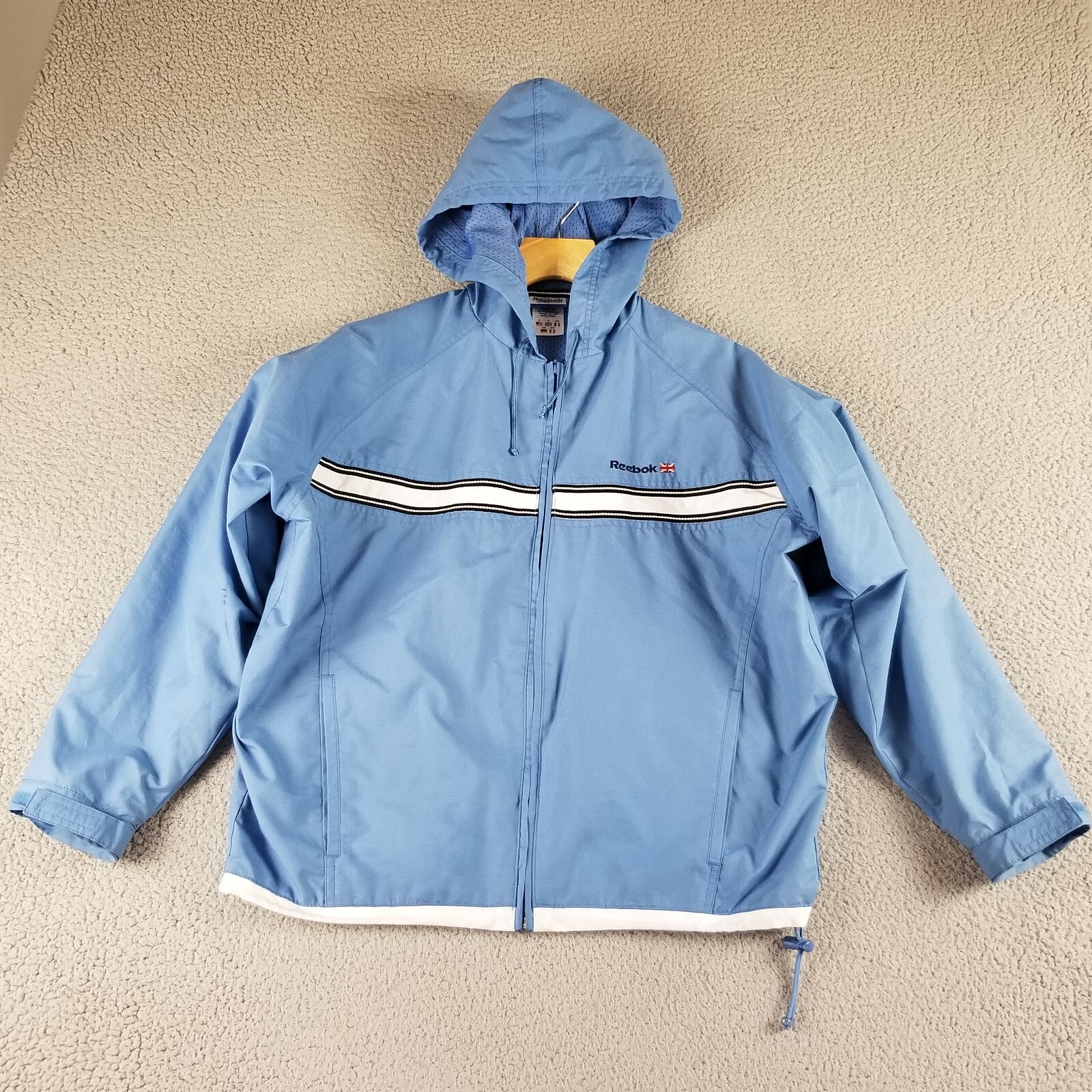 韓国発[REEBOK] Stretch Hooded Windbreaker ジャケット☆BLUE NWT Reebok Men's 1/4 Zip 2-Tone Rain Jacket Blue Large MSRP