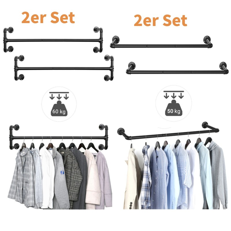 Schwerlast Kleiderstange Garderobenstange KleiderstäNder Garderobe Wandmontage  