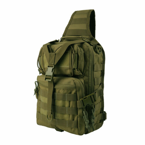 Color:Green:Tactical Sling Bag Pack Range Bag Military Rover Assault Molle Shoulder Backpack