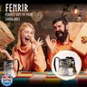 FENRIR Viking Drinking Horn Mug Set16 oz – Gifts for Men, Dad, Husband – Unique Viking Gift – Handmade Real Ox Horn Cup with Shot Glass and Opener – For Beer, Ale, Mead (Wolf Natural Finish)