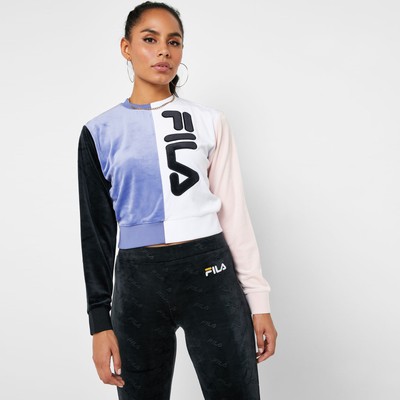 

Fila Nicoline Crop Crewneck Womens Black White Purple Sportswear Sweatshirt Top, Multicolor