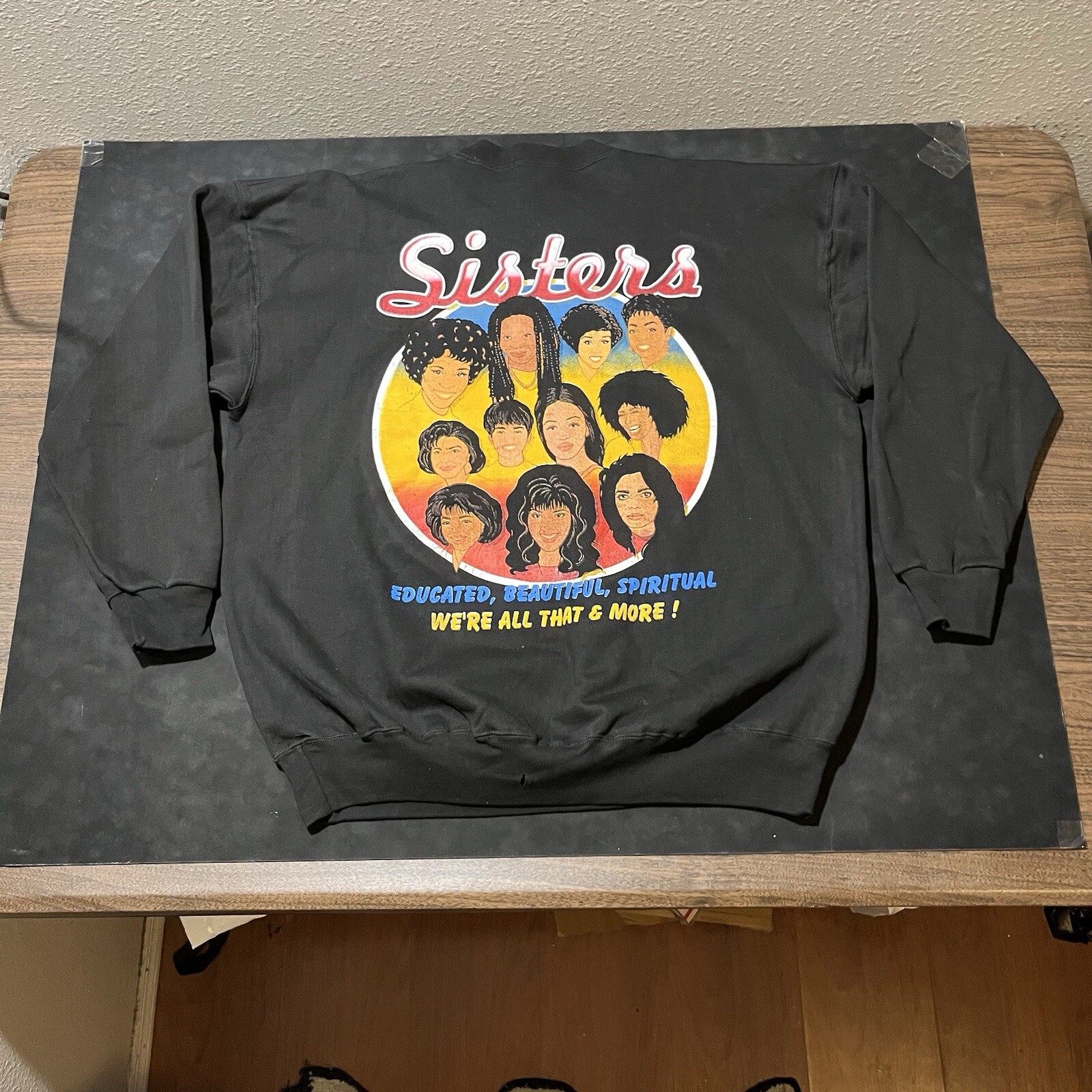 Vintage Million Woman March Sisterhood Rap Sweatshirt 90s Hip Hop Dry Rot Cuffs