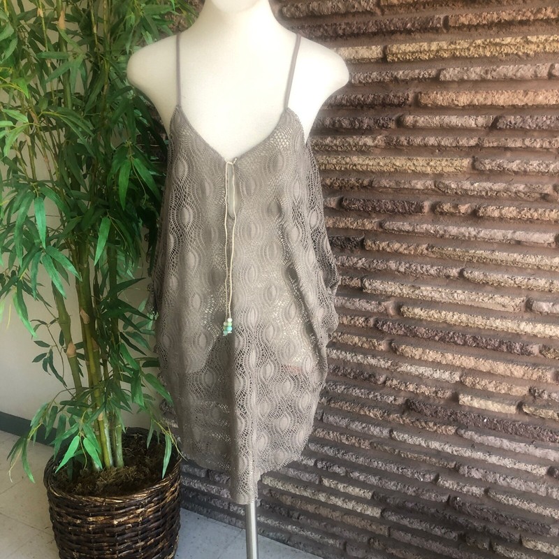 St. Tropez West Boho Taupe Open Weave Swim Beach Bathing Suit Coverup Small