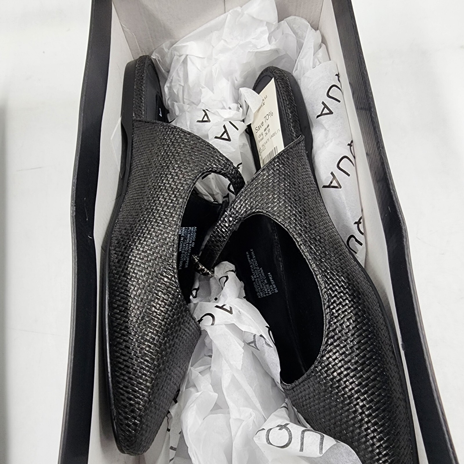 Aqua Gigii Pointed Square Toe Slip On Buckled Flats Women's 6M Black Solid - Picture 14 of 16