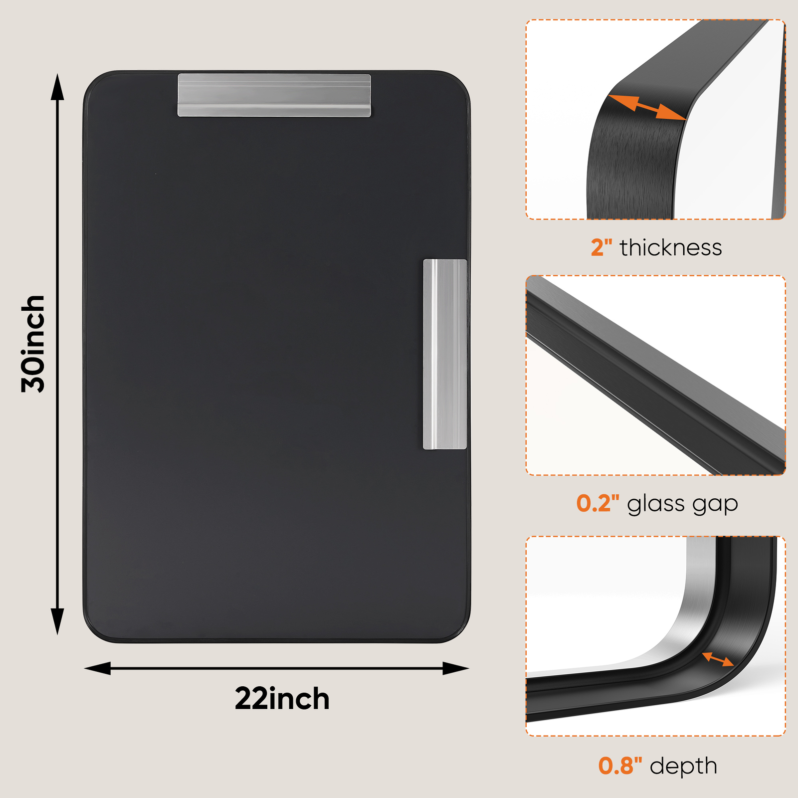 Black Metal Framed Vanity Mirror for Bathroom in 3 Sizes - Anti-Rust Finish