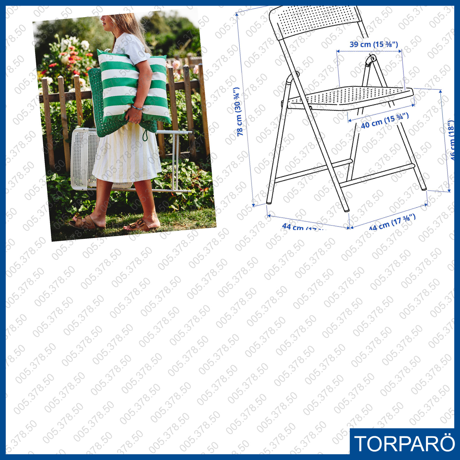 IKEA TORPARO TORPAR&Ouml; Chair In/outdoor Foldable White/gray  005.378.50