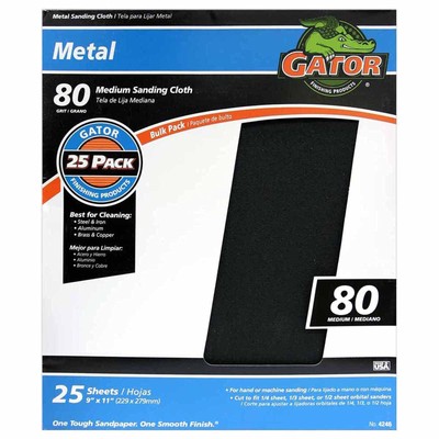 Gator 9'' X 11'' Emery Cloth Sanding Sheets 80 Grit 25