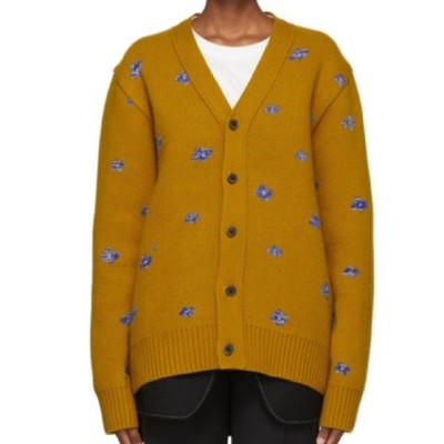 ADER ERROR Bluessom Cardigan Wool Blue Floral Oversized V-Neck Long Sleeve