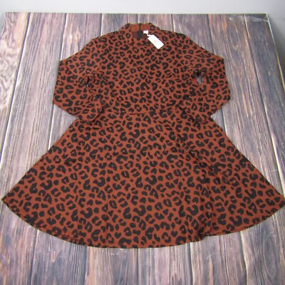 Marine Layer NEW NWT Womens XL Cheetah Print Tyra Mock Neck Mini Dress