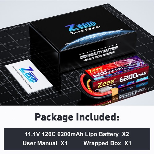 2x Zeee 11.1V 120C 6200mAh 3S Lipo Battery XT60 for 1/8 1/10 RC Car Tank Truck