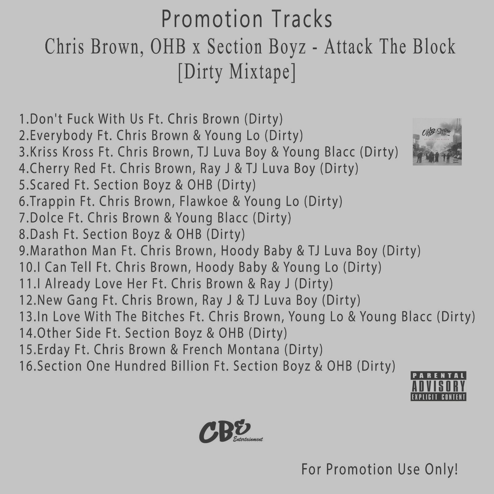 R&B,Rap.. White CD. Chris Brown, OHB x Section Boyz - Attack The