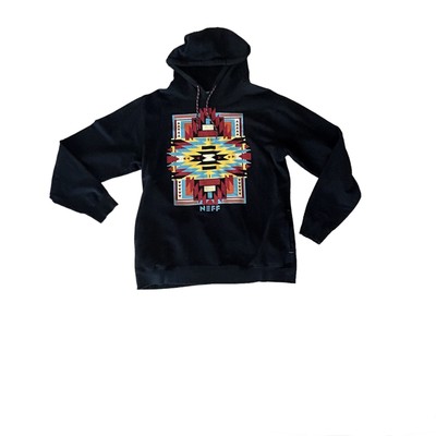 NEFF Aztec Southwestern Black Hoodie Sweatshirt Size XL