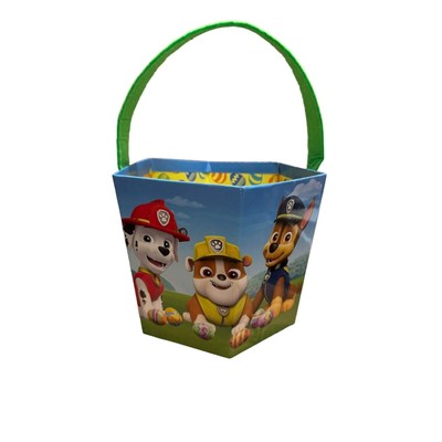 Paw Patrol Hexagon Paperboard Easter Basket Bucket Chase Skye Marshal Rubble