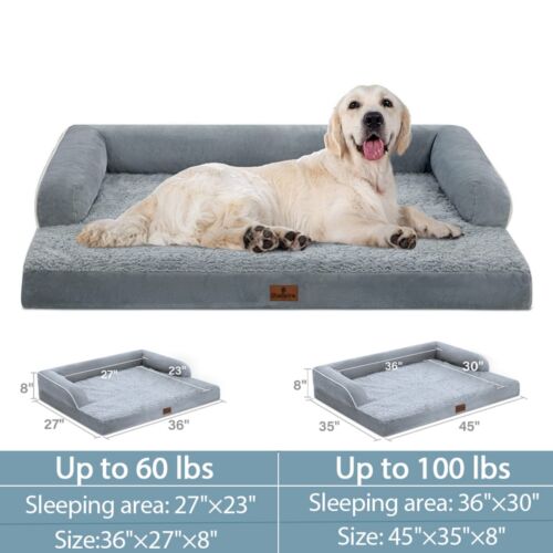 S Memory Foam Dog Couch Bolster Pet Bed For Extra Large Dogs