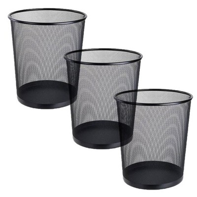 FWEEK 3 Pack Mesh Waste Paper Bin 12 Litres Metal Basket Small 3 PACK 