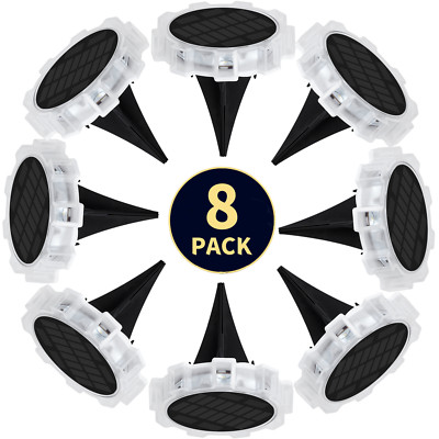 8 Pack LED Solar Disk Lights Outdoor Pathway In-ground Night Light Waterproof
