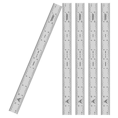 PEC Tools 12 Inch Rigid Steel Ruler 5 Pack, Machinist Metal Ru...