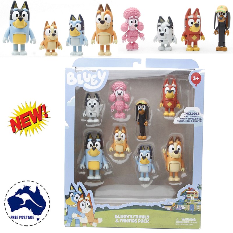 Bluey Family Friends 8 Figure Multi Pack Chilli Bandit Rusty