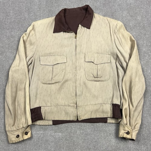 ジャケット・アウター 50s Reversible Gabardine Souvenir Jacket Vintage 50s Atomic Fleck Gabardine Ricky Jacket Reversible