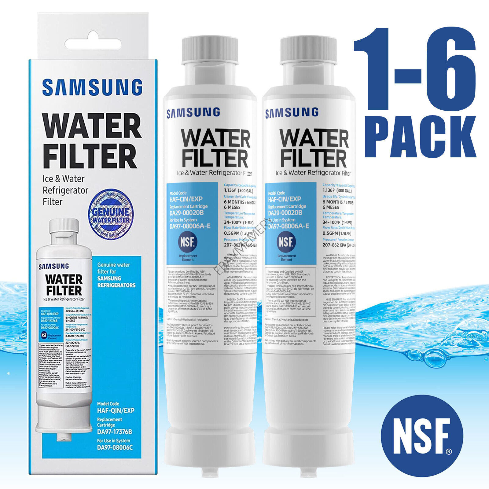 1-6 PACK DA29-00020B Samsung HAF-CIN/EXP Replacement Refrige