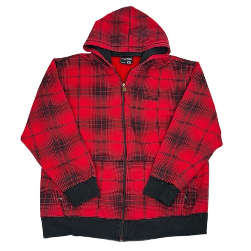 Vintage Y2K Southpole Zip Up Hoodie Sweatshirt Plaid Red Vintage Y2K Southpole Zip Up Hoodie Sweatshirt Plaid Red