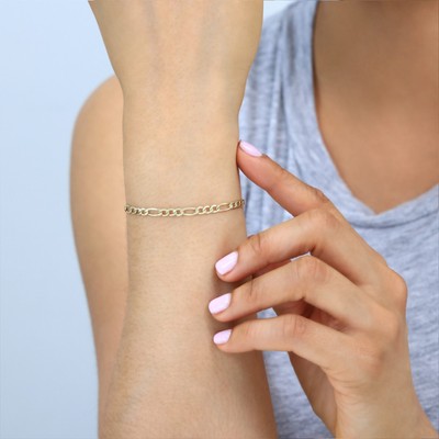 10K Yellow Gold 3.5mm Figaro Chain Bracelet or Anklet Mens Women 7" 8" 9"