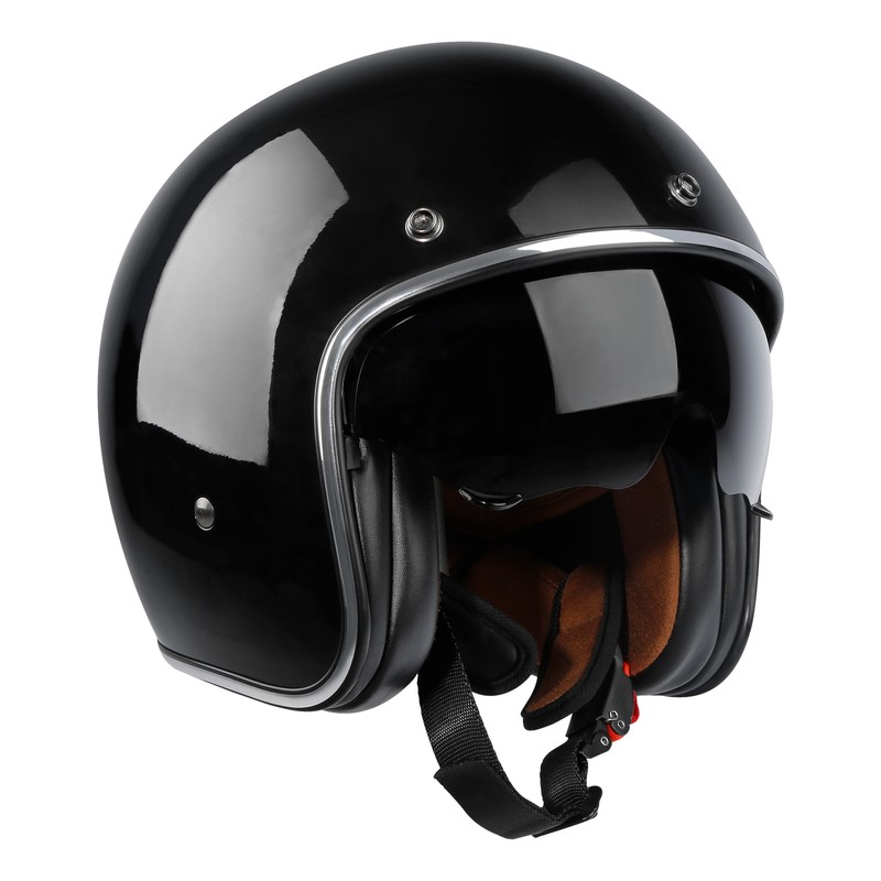 3/4 Open Face Motorcycle Scooter Helmet DOT Cafe Racer Retro Street Vintage S-XL