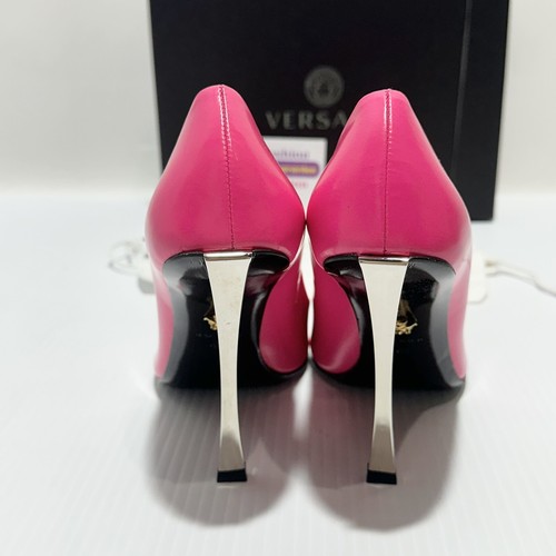Pre-owned Versace Pin Point Leather Pointed Toe Pump Heels Pink Size 38/ 8 $1,325