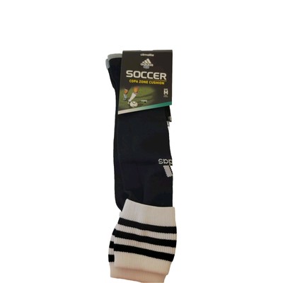 New Adidas Soccer Climalite Copa Zone Cussion Black & White Size M Socks