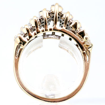 Pre-owned Navid Jewelry Inc 1.65 Carat Diamond Cocktail Ring 3 Row 14k Yellow Gold