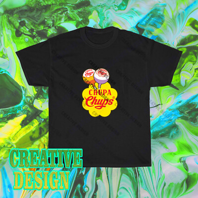 New Design Chupa Chups Logo Unisex Black T-Shirt Funny Size S to 5XL