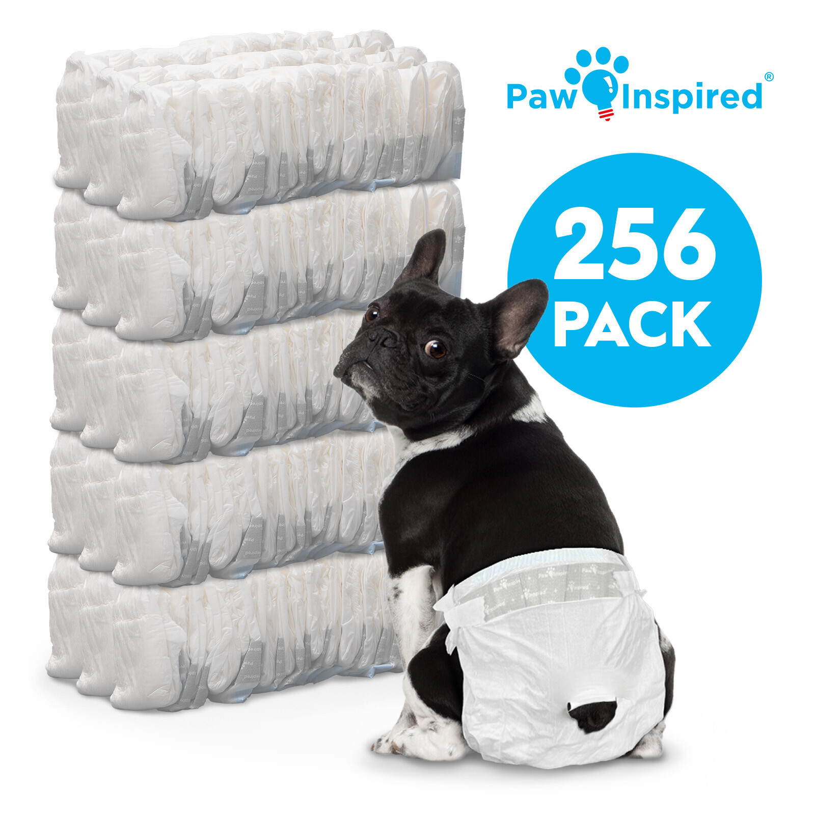 (Bulk, New) 256ct Paw Inspired Dog Diapers Disposable Diapers for Female Dogs