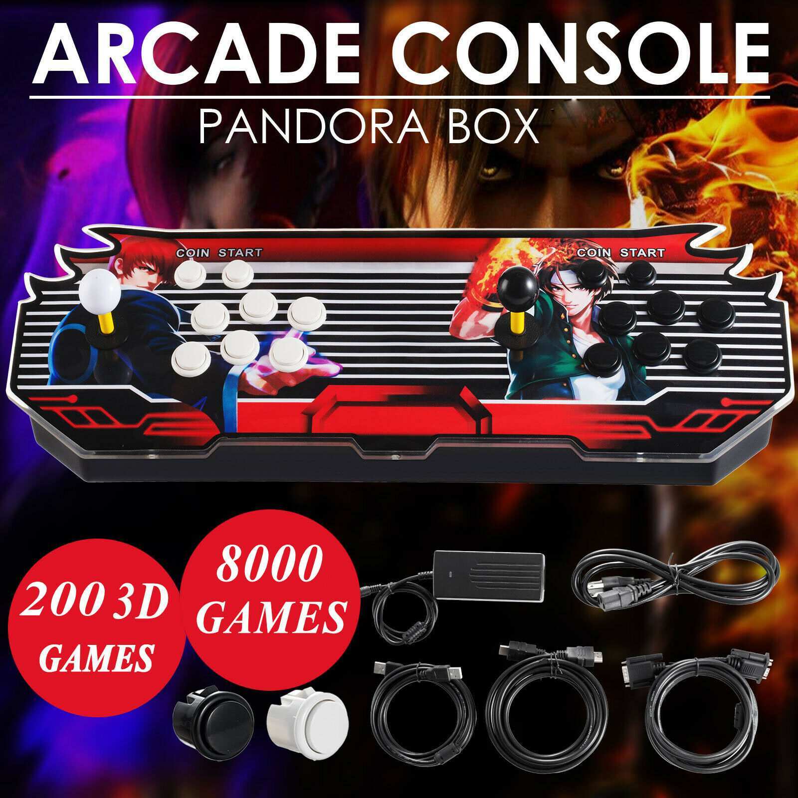 3D WIFI Pandora Box 18S 8000in 1 Retro Video Games Double Stick Arcade Console 
