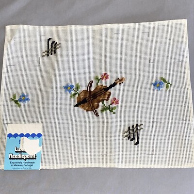 Vintage Dritz Luxury Needlepoint Violin, 11 x14 
