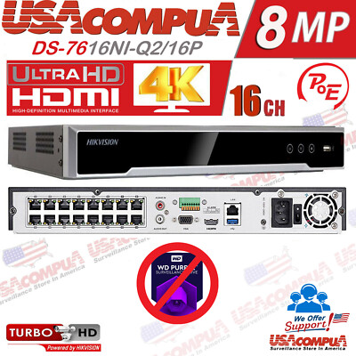 HIKVISION 4K NVR 16CH POE 16 CHANNEL 4K DS-7616NI-Q2/16P H265 NETWORK RECORDER