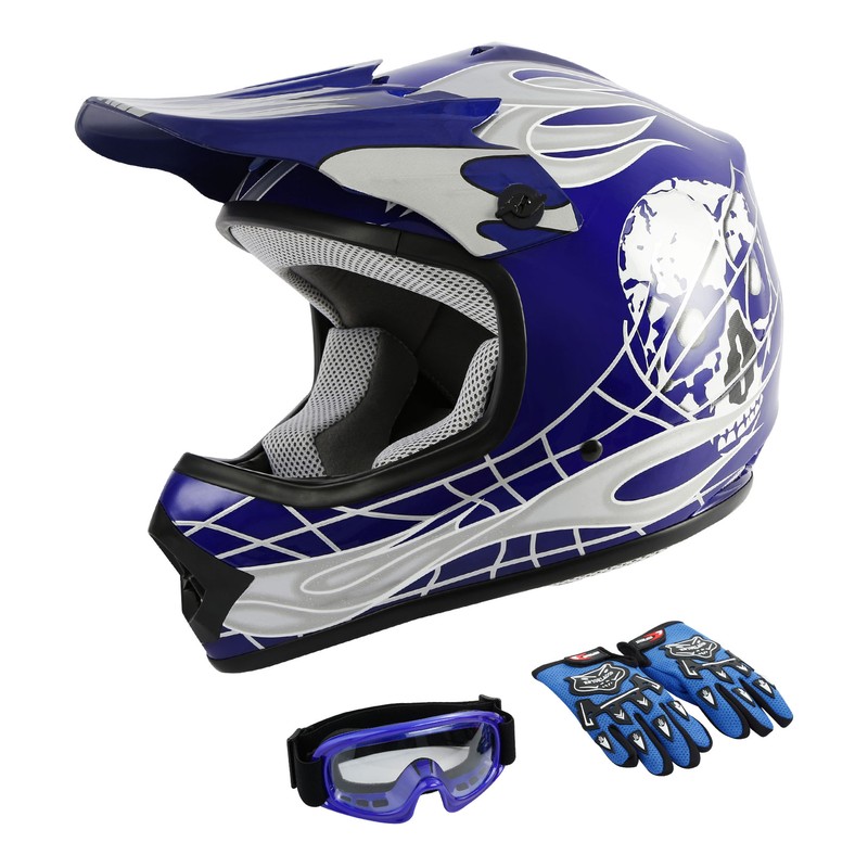 DOT Youth Kids Helmet for Dirt Bike Motocross ATV Goggles Gloves S M L XL