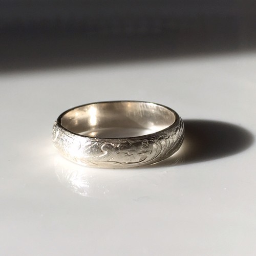 Vintage Sterling Silver Ring Size 4.5 Midi Pinky Dainty Floral Embossed Band
