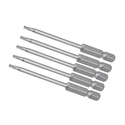 5pcs Torx Screwdriver Bit 3 Inch x H1/4 x T8 Magnetic for Power Tool Use